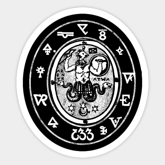 Esoteric shirt - Abraxas Gnostic God symbol Occult Alchemy Gnosticism mythology Sticker by Esoteric Origins